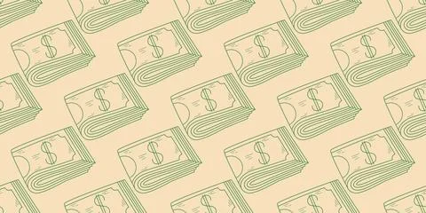 Folded dollars create seamless pattern Stock Illustration