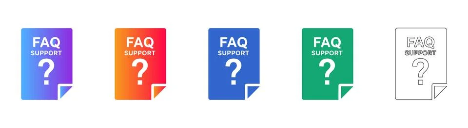 Folded Edge FAQ and Support Icons Illustrazione stock