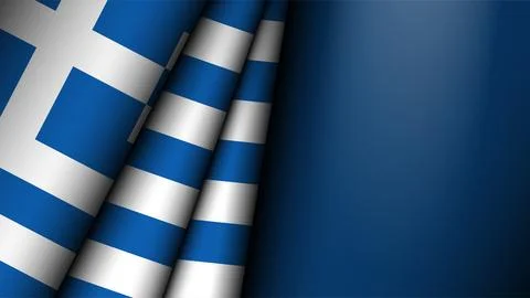 Folded flag of Greece graphic and label. 스톡 일러스트
