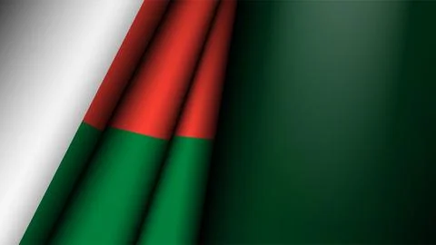 Folded flag of Madagascar graphic and label. Stock Illustration