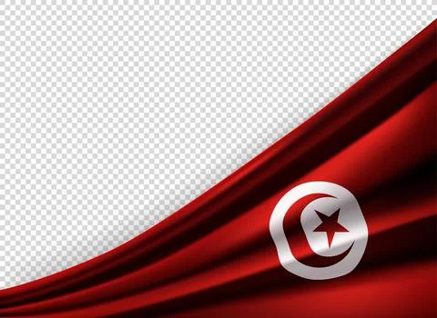 Folded flag of Tunisia. 3d vector banner with copy space Stock-Illustration