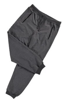 Folded gray jogging pants. Stock Photos