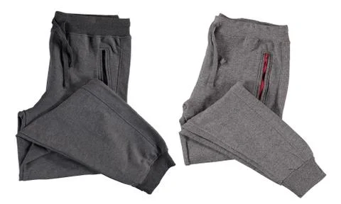 Folded gray jogging pants. Stock Photos
