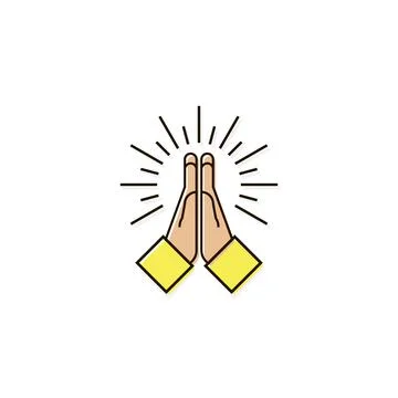 Folded hand, pray icon in flat line style - vector design Stock Illustration
