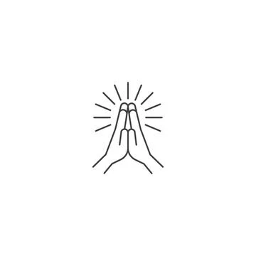 Folded hand, praying. Vector icon template Stock Illustration