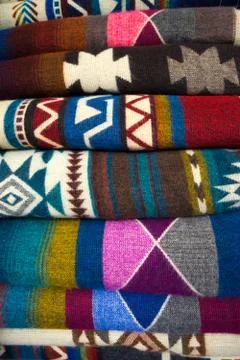 Folded handmade rugs Stock Photos