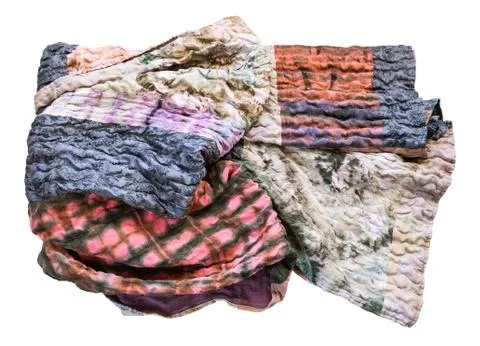 Folded handmade silk patchwork scarf isolated Fotos de archivo