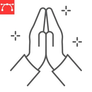 Folded hands line icon Stock Illustration