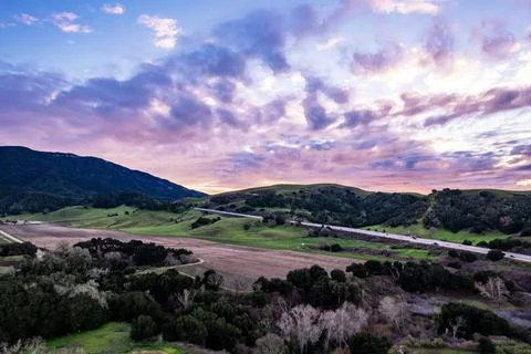 Folded Hills Sunset. Stock Photos