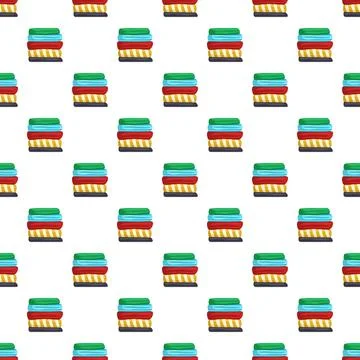 Folded laundry clothes neat stack seamless pattern Stock Illustration