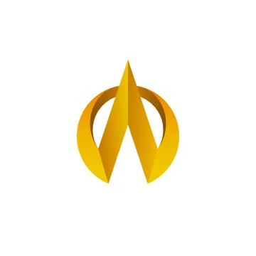 Folded letter A logo template with circle Stock Illustration