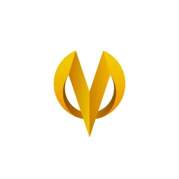 Folded letter V logo template with circle Stock Illustration