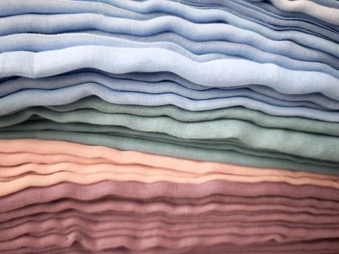 Folded Linen Fabric Stack Stock Photos