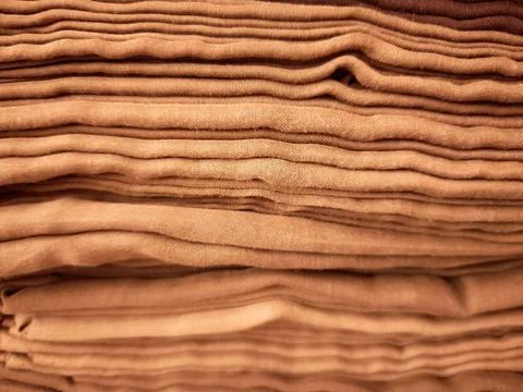 Folded Linen Fabric Stack Stock Photos