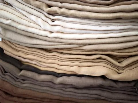Folded Linen Fabric Stack Stock Photos