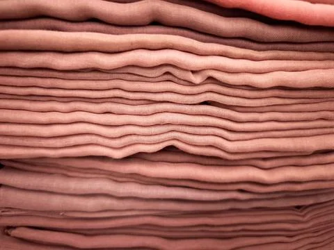 Folded Linen Fabric Stack Stock Photos