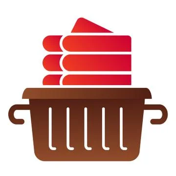 Folded linen flat icon. Laundry clothes in basket color icons in trendy flat Stock Illustration