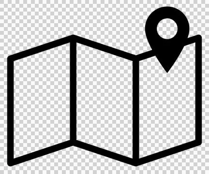 Folded map and location pin icon Stock Illustration