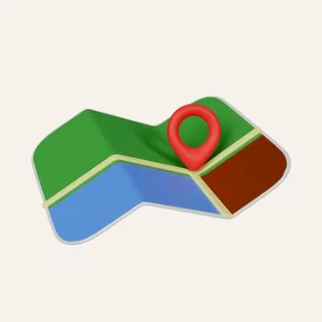 Folded map and location pin isolated. minimal Navigation icon. icon isolated on Stock Illustration