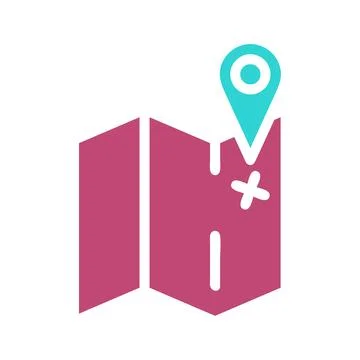Folded Map and Location Pin Icon Illustration Illustrazione stock