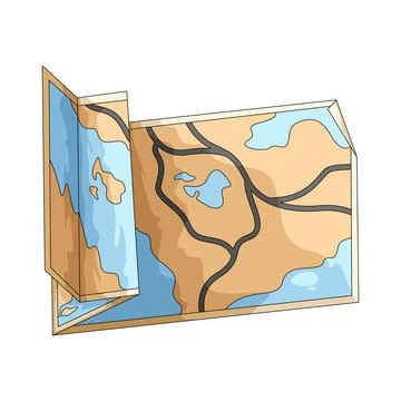 Folded Map illustration Stock Illustration