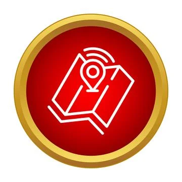Folded map with location pin icon for gps navigation Stock Illustration