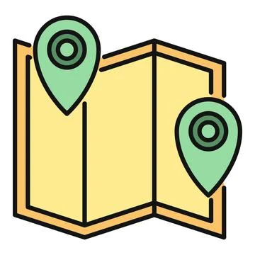 Folded map showing location pin pointers navigation Illustrazione stock
