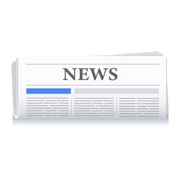 Folded newspaper front page with headline and text layout. vector illustratio Stock Illustration