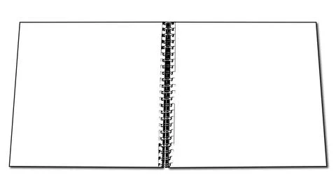 Folded notebook on rings for notes, open notebook for notes, white sheets Stock Illustration