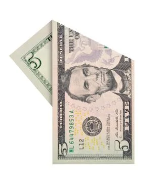 Folded one dollar bill isolated on white background Stock Photos