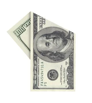 Folded one hudred dollar banknote isolated on white background Stock Photos