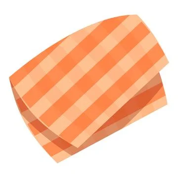 Folded orange and beige checkered picnic blanket for summer picnics Stock Illustration
