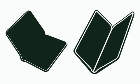 Folded paper document or blank open notebook icons for office stationery an.. イラスト素材