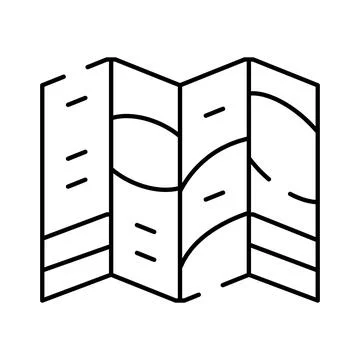 Folded paper map icon for travel and navigation Stock Illustration