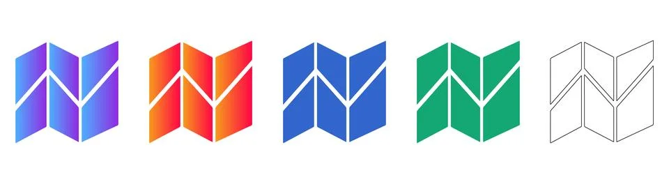 Folded Paper Map Icons 库存插图