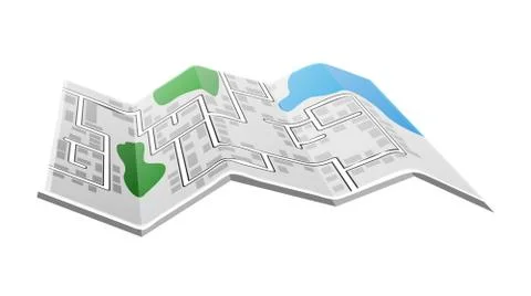 Folded paper map Illustrazione stock