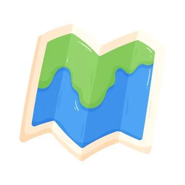 Folded paper map Stock Illustration