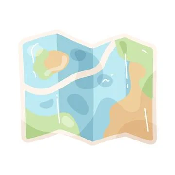 Folded paper map Stock Illustration
