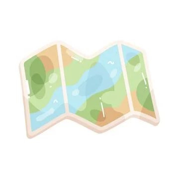 Folded paper map Stock Illustration