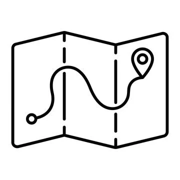 Folded paper map route path direction icon 8K ultra quality with direction Stock Illustration