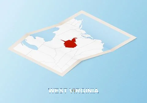 Folded paper map of West Virginia with neighboring countries in isometric s.. Stock Illustration