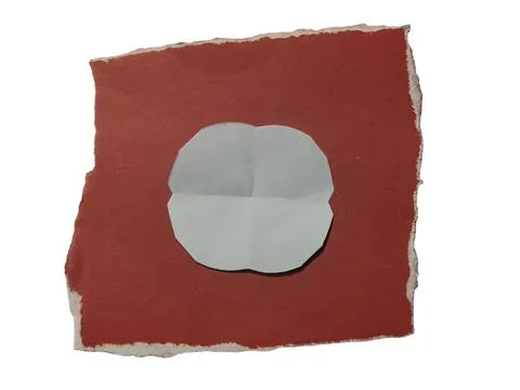 Folded paper shape on red textured background Stock Illustration