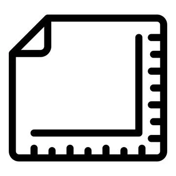 Folded paper sheet with measurement marks showing precise dimensions Stockillustratie