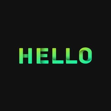 Folded paper word 'HELLO' with dark background, vector illustration Illustrazione stock