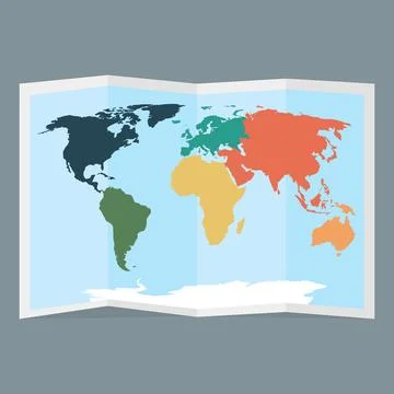 Folded paper world map vector illustration Stock Illustration