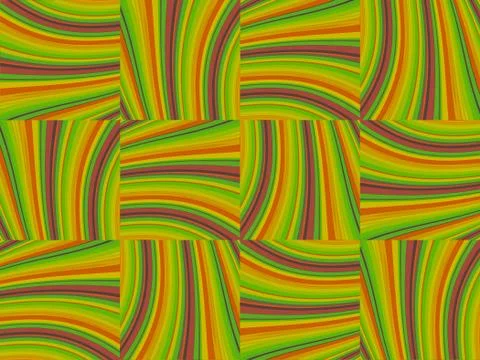 Folded pattern wave spectrum retro green yellow orange abstract background Illustrazione stock