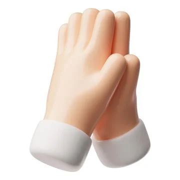 Folded prayer hands 3D style icon, human praying arm religion render symbol Stock Illustration