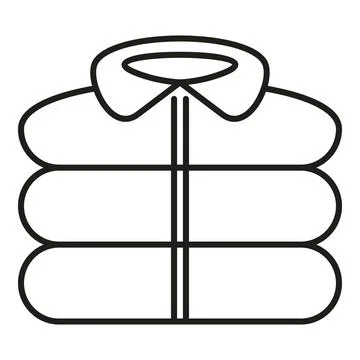 Folded puffer jacket line art outline icon Stock Illustration