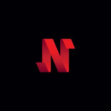 The folded red letter N. Vector Stock Illustration