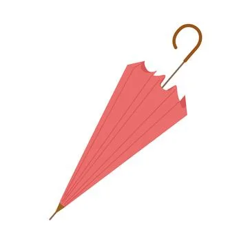 Folded red umbrella to protect from rain, closed modern parasol 스톡 일러스트